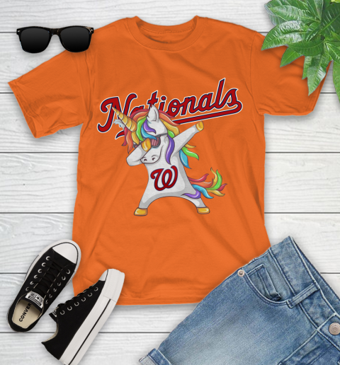 Washington Nationals MLB Baseball Funny Unicorn Dabbing Sports Youth T-Shirt 7