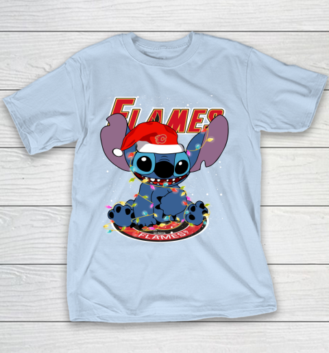 Calgary Flames NHL Hockey noel stitch Christmas Youth T-Shirt 4