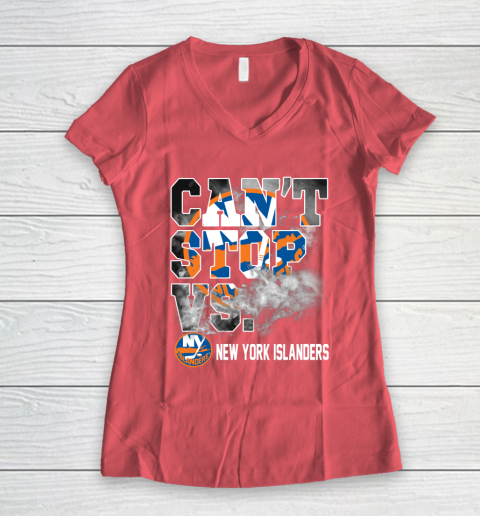 NHL New York Islanders Hockey Can't Stop Vs Women's V-Neck T-Shirt 4