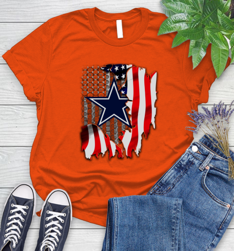 Dallas Cowboys NFL Football American Flag Women's T-Shirt 3