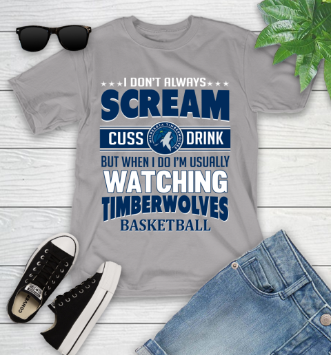 Minnesota Timberwolves NBA Basketball I Scream Cuss Drink When I'm Watching My Team Youth T-Shirt 4