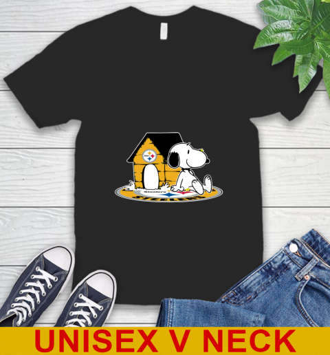 NFL Football Pittsburgh Steelers Snoopy The Peanuts Movie Shirt V-Neck T-Shirt 2