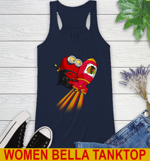 NHL Hockey Chicago Blackhawks Deadpool Minion Marvel Shirt Racerback Tank 9