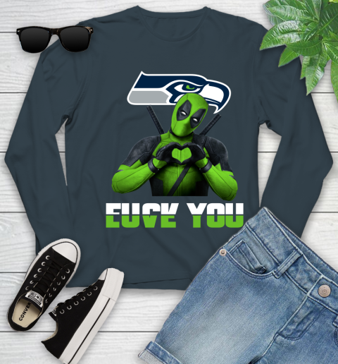 NHL Seattle Seahawks Deadpool Love You Fuck You Football Sports Youth Long Sleeve 9