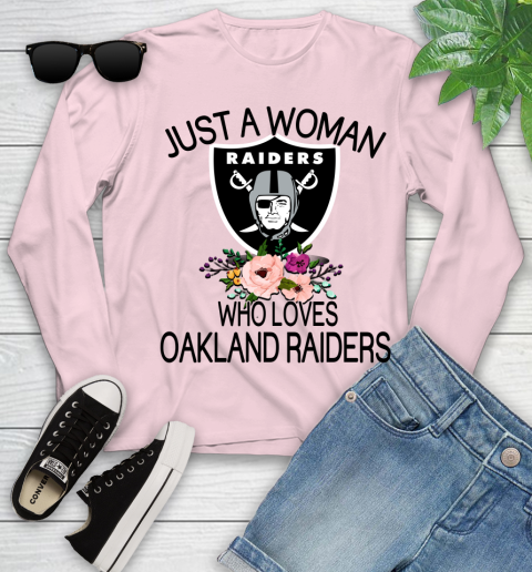 NFL Just A Woman Who Loves Oakland Raiders Football Sports Youth Long Sleeve 7
