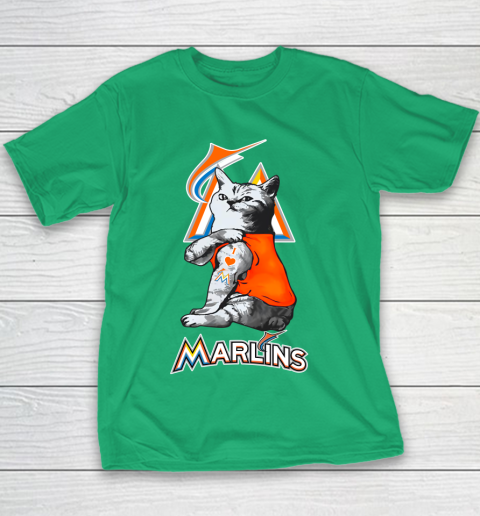 MLB Baseball My Cat Loves Miami Marlins Youth T-Shirt 3