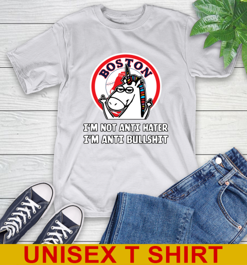 Boston Red Sox MLB Baseball Unicorn I'm Not Anti Hater I'm Anti Bullshit T-Shirt 12