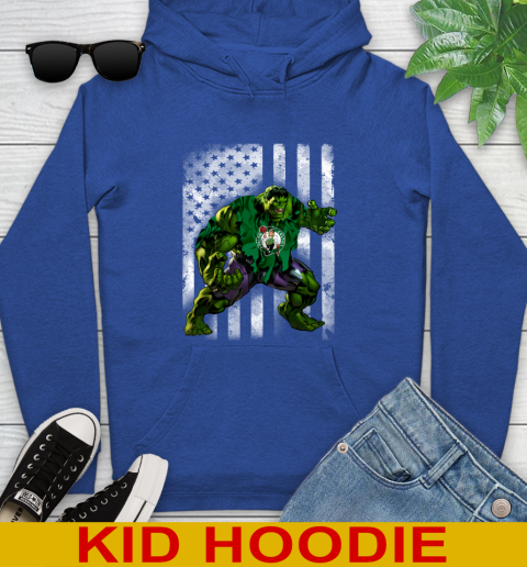 Boston Celtics Hulk Marvel Avengers NBA Basketball American Flag Youth Hoodie 10