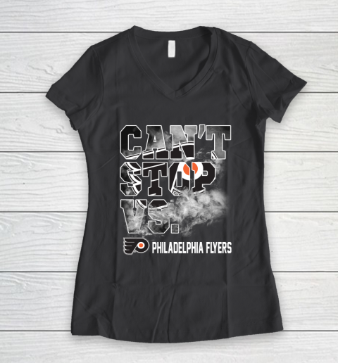 NHL Philadelphia Flyers Hockey Can't Stop Vs Women's V-Neck T-Shirt 6