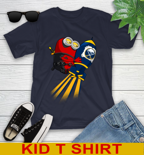 NHL Hockey Buffalo Sabres Deadpool Minion Marvel Shirt Youth T-Shirt 2