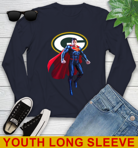 NFL Superman DC Sports Football Green Bay Packers Youth Long Sleeve 3