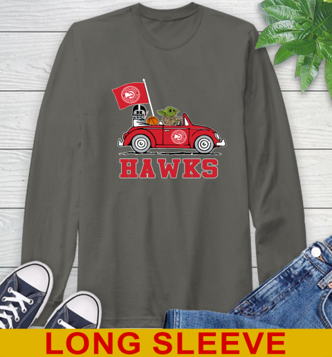 NBA Basketball Atlanta Hawks Darth Vader Baby Yoda Driving Star Wars Shirt Long Sleeve T-Shirt 8