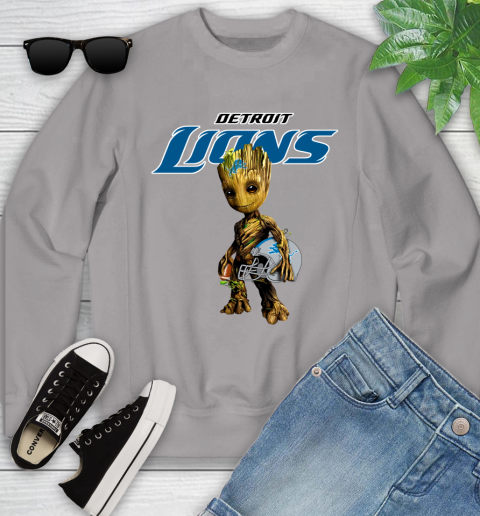 Detroit Lions NFL Football Groot Marvel Guardians Of The Galaxy Youth Sweatshirt 4