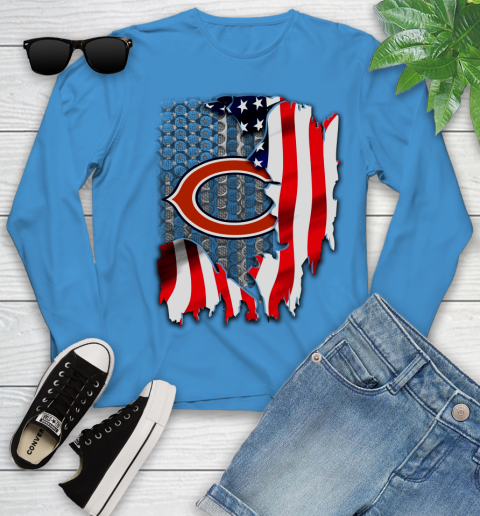 Chicago Bears NFL Football American Flag Youth Long Sleeve 8