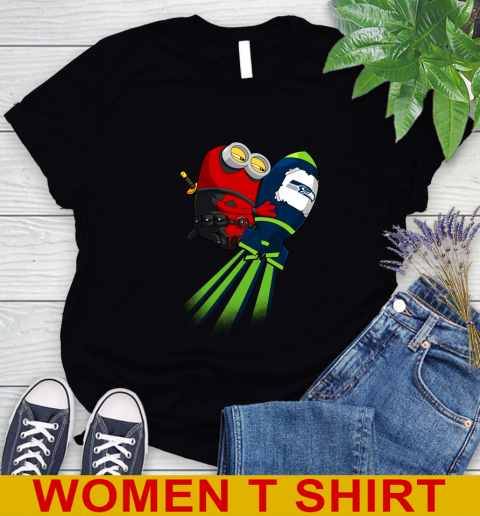 NFL Football Seattle Seahawks Deadpool Minion Marvel Shirt Women's T-Shirt