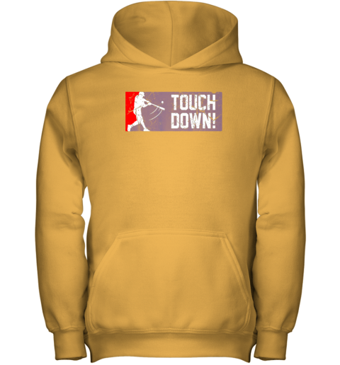 wt1n touchdown baseball funny family gift base ball youth hoodie 43 front gold