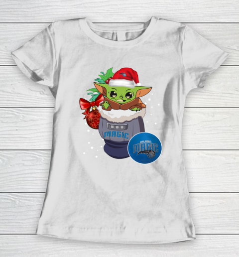 Orlando Magic Christmas Baby Yoda Star Wars Funny Happy NBA Women's T-Shirt 3