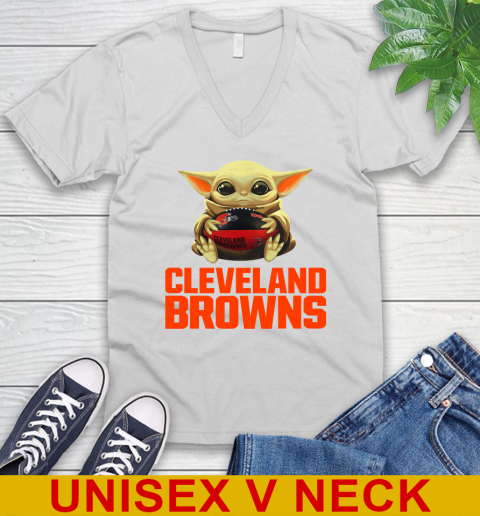 NFL Football Cleveland Browns Baby Yoda Star Wars Shirt V-Neck T-Shirt