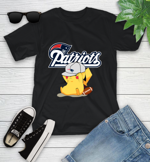 NFL Pikachu Football Sports New England Patriots Youth T-Shirt 2