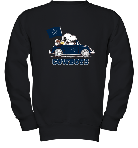 Snoopy And Woodstock Ride The Dallas Cowboys Car NFL Youth Sweatshirt