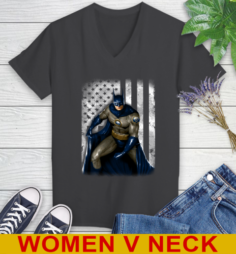 Buffalo Sabres NHL Hockey Batman DC American Flag Shirt Women's V-Neck T-Shirt 8