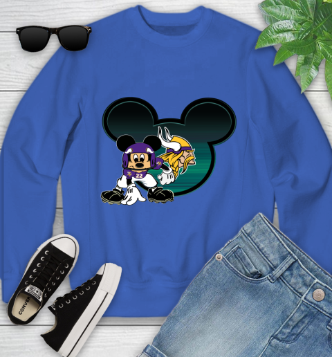 NFL Minnesota Vikings Mickey Mouse Disney Football T Shirt Youth Sweatshirt 8