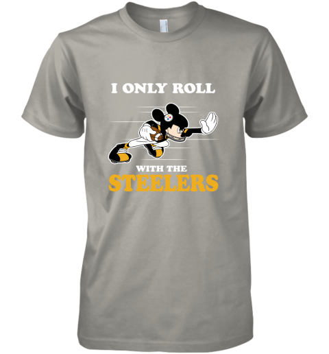 NFL Mickey Mouse I Only Roll With Pittsburgh Steelers Premium Men's T-Shirt