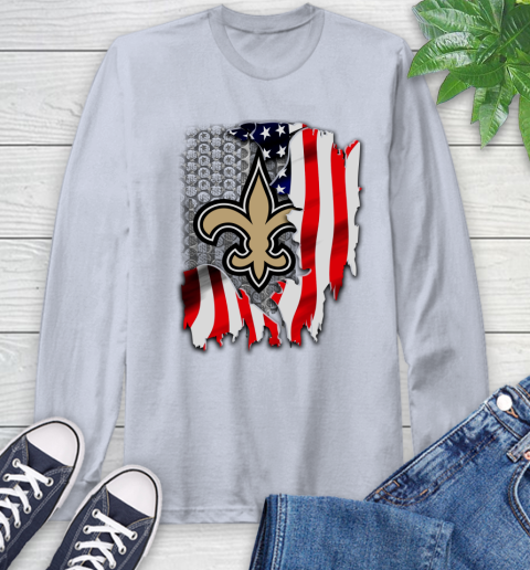 New Orleans Saints NFL Football American Flag Long Sleeve T-Shirt 6