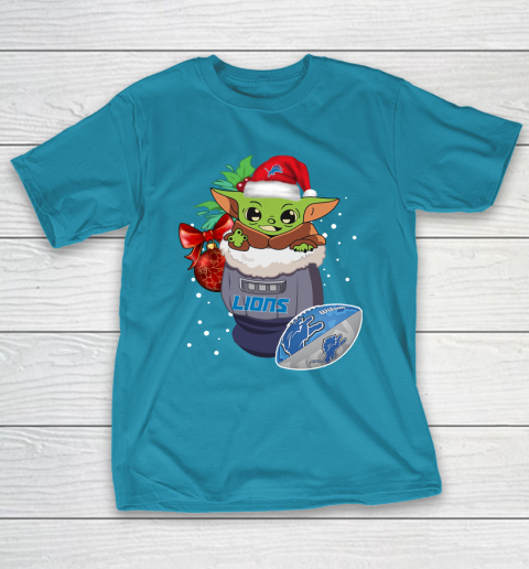 Detroit Lions Christmas Baby Yoda Star Wars Funny Happy NFL T-Shirt 8