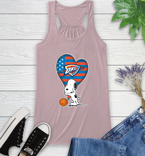 Oklahoma City Thunder NBA Basketball The Peanuts Movie Adorable Snoopy Racerback Tank 11