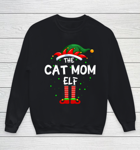The Cat Mom Elf Family Matching Group Funny Christmas Pajama Youth Sweatshirt
