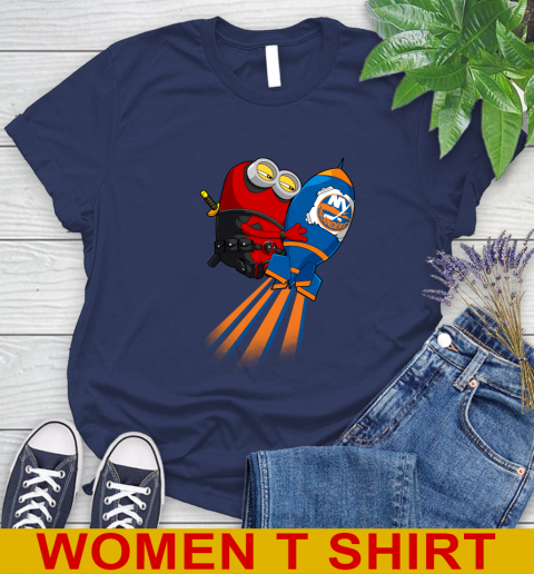 NHL Hockey New York Islanders Deadpool Minion Marvel Shirt Women's T-Shirt 12