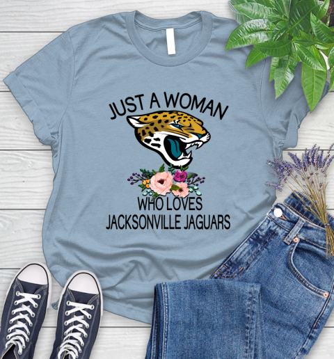 NFL Just A Woman Who Loves Jacksonville Jaguars Football Sports Women's T-Shirt 6