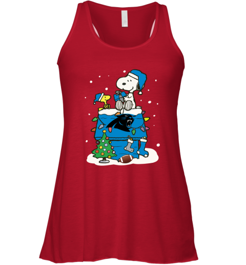 A Happy Christmas With Carolia Panthers Snoopy Racerback Tank