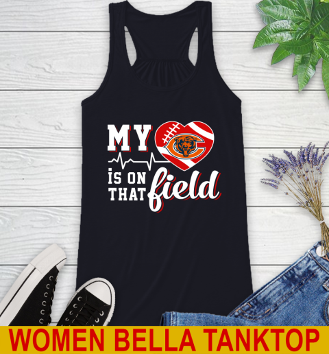 NFL My Heart Is On That Field Football Sports Chicago Bears Racerback Tank 8