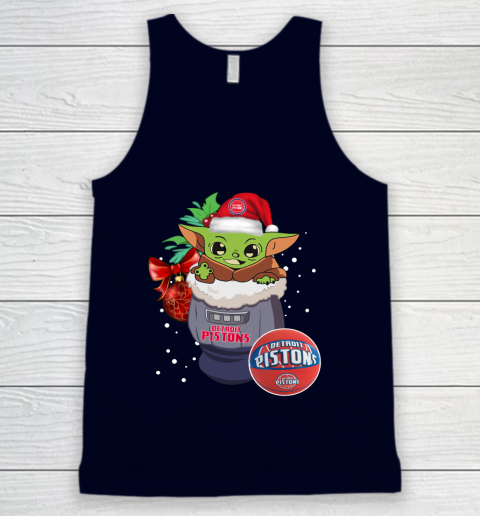 Detroit Pistons Christmas Baby Yoda Star Wars Funny Happy NBA Tank Top 3