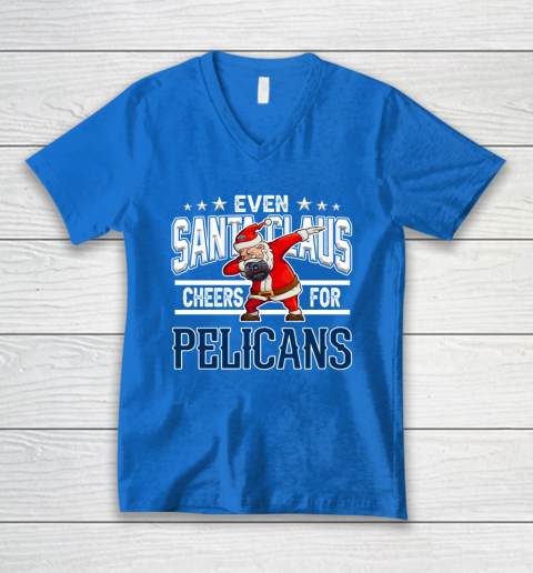 New Orleans Pelicans Even Santa Claus Cheers For Christmas NBA V-Neck T-Shirt 5