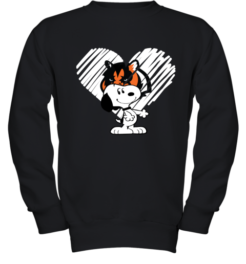 I Love Cincinnati Bengals Snoopy In My Heart NFL Youth Sweatshirt