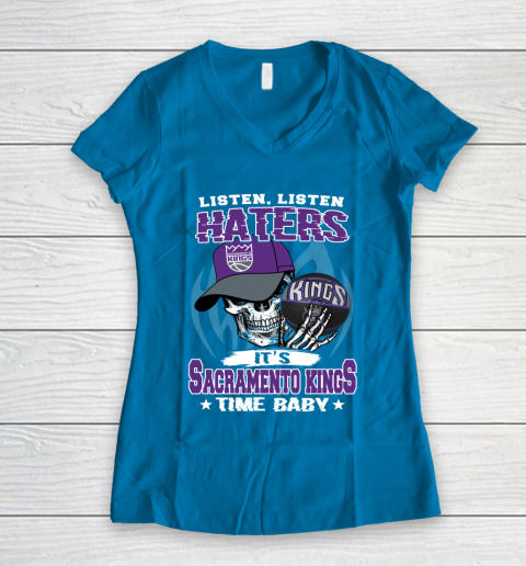 Listen Haters It is KINGS Time Baby NBA Women's V-Neck T-Shirt 5