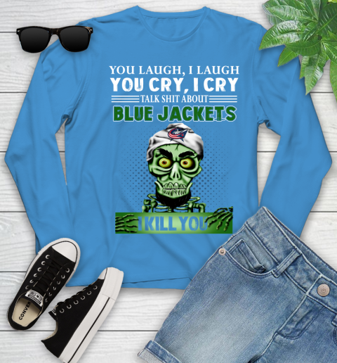 NHL Talk Shit About Columbus Blue Jackets I Kill You Achmed The Dead Terrorist Jeffrey Dunham Hockey Youth Long Sleeve - Image 9
