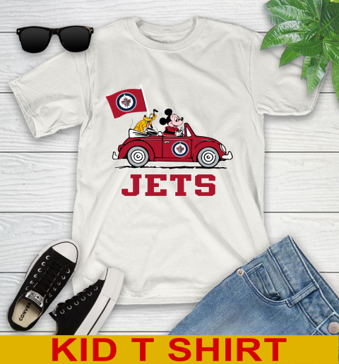 NHL Hockey Winnipeg Jets Pluto Mickey Driving Disney Shirt Youth T-Shirt