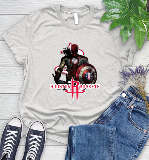 Houston Rockets NBA Basketball Captain America Thor Spider Man Hawkeye Avengers Women's T-Shirt