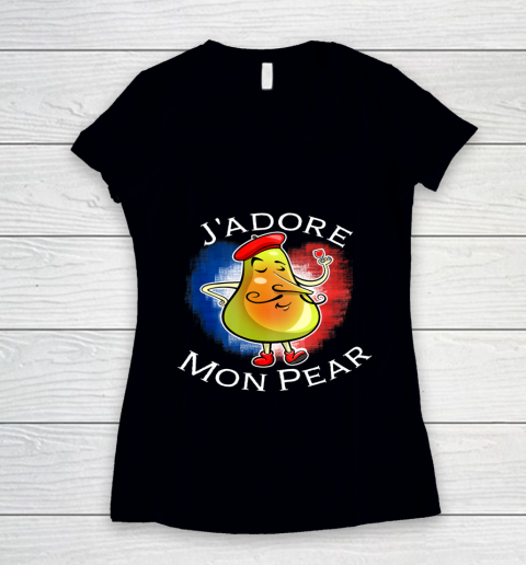 Funny J Adore Mon Pear Graphic For Papa On Fathers Day Pun Women's V-Neck T-Shirt