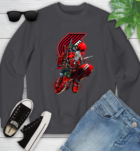 NBA Deadpool Marvel Comics Sports Basketball Portland Trail Blazers Youth Sweatshirt 6