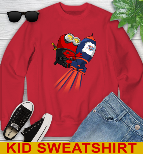 NBA Basketball Oklahoma City Thunder Deadpool Minion Marvel Shirt Youth Sweatshirt 7