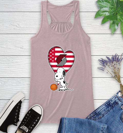Portland Trail Blazers NBA Basketball The Peanuts Movie Adorable Snoopy Racerback Tank 11
