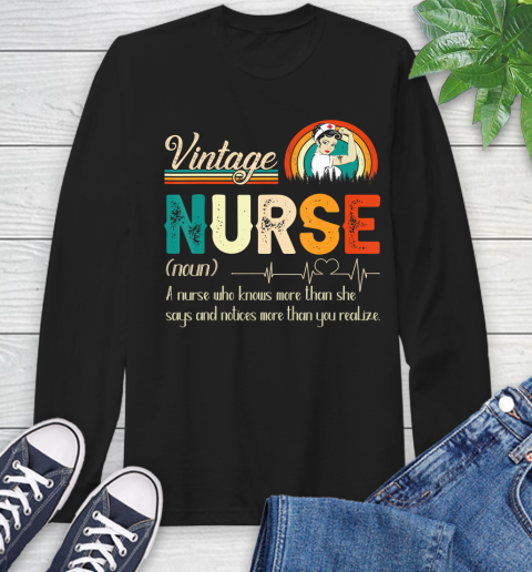 Nurse Shirt Vintage Nurse Definition Funny Retro Nursing Gifts Men Women T Shirt Long Sleeve T-Shirt