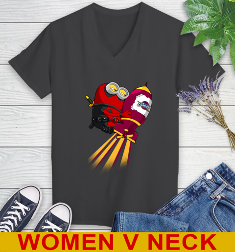 NBA Basketball Cleveland Cavaliers Deadpool Minion Marvel Shirt Women's V-Neck T-Shirt 8