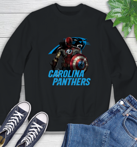 NFL Captain America Thor Spider Man Hawkeye Avengers Endgame Football Carolina Panthers Sweatshirt 2