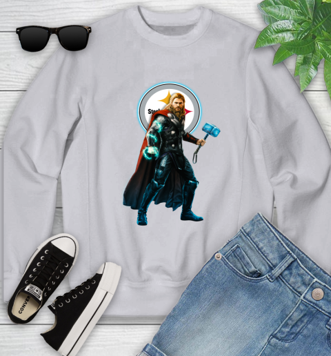 NFL Thor Avengers Endgame Football Pittsburgh Steelers Youth Sweatshirt 4
